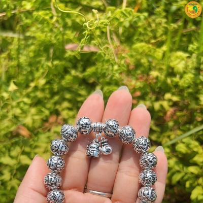 Chuỗi đeo tay bạc thái thần chú Om Mani Padme Hum